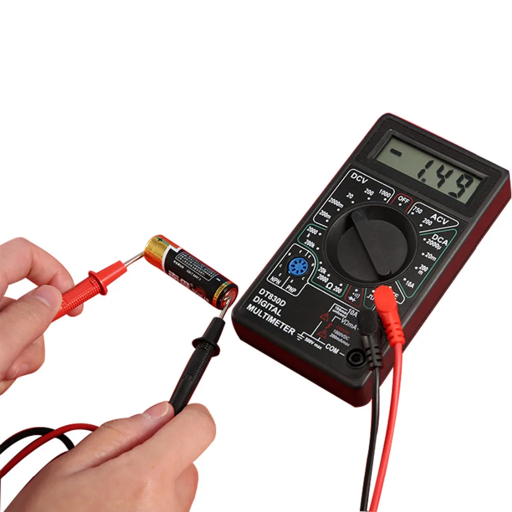 

DT-830D Mini Digital Multimeter Voltage Ampere Ohm Tester with Buzzer Overload protection Safety Probe DC AC LCD