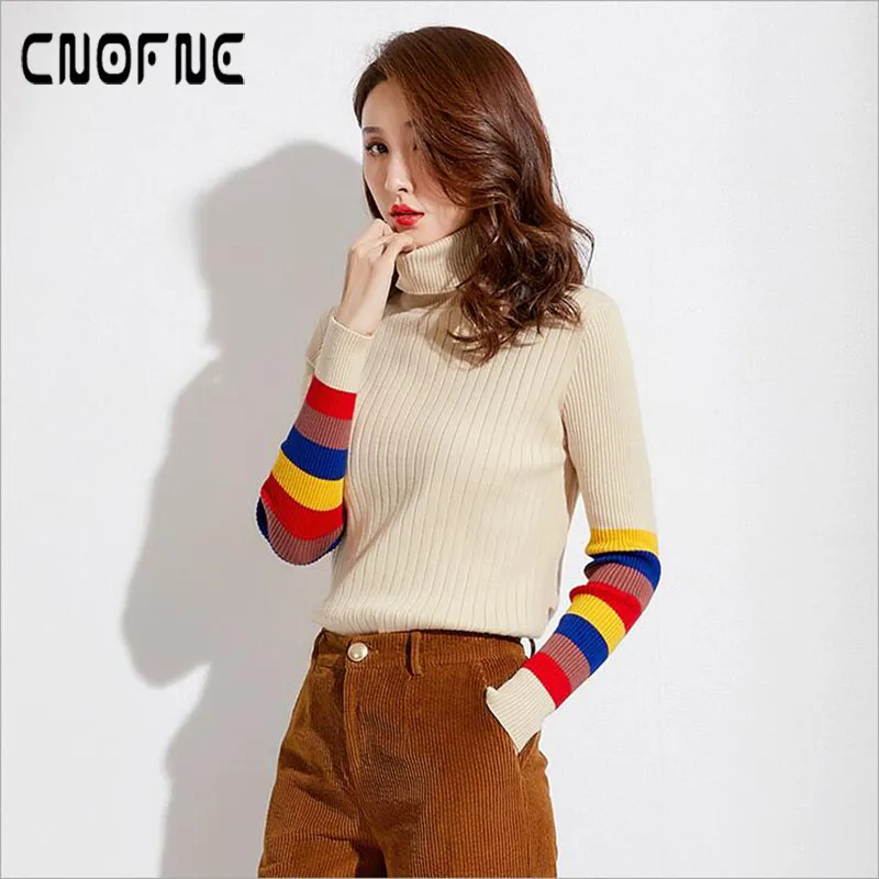 Stitching Multicolored Sleeves Women Sweater femme women sweaters pullovers sweater women pullover blusas de inverno feminina Sweaters