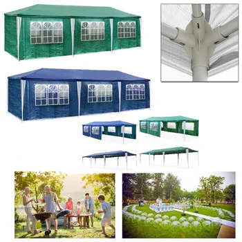 

3X9m Outdoor Party Event Garden Gazebo Tent Marquee Awning Waterproof 8 side walls Green Blue Outdoor Activities Canopy awning