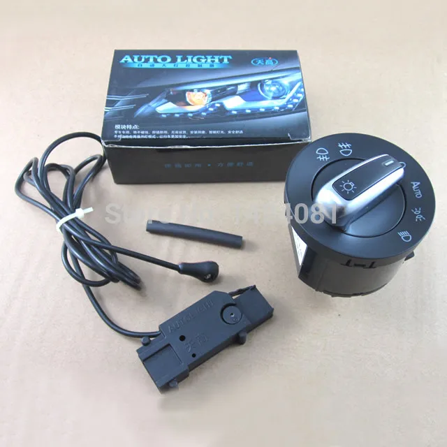 Auto Headlight Light Sensor + Chrome Head light Switch For VW Golf 5 6