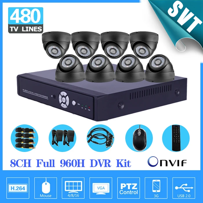 Дома 8ch 960 H D1 видеонаблюдения DVR Запись видеонаблюдения Системы ночь День Всепогодный Безопасности Камера видеонаблюдения Системы S sk-116