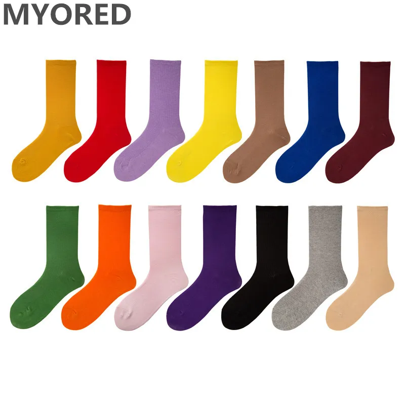 MYORED 1 пара женские модные однотонные короткие носки хлопковые забавные