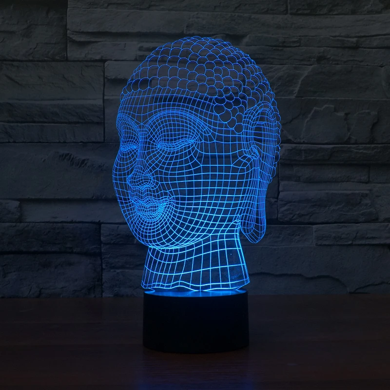7 меняющихся цветов 3d иллюзия ночник с Буддой|night light|3d illusion night light3d |