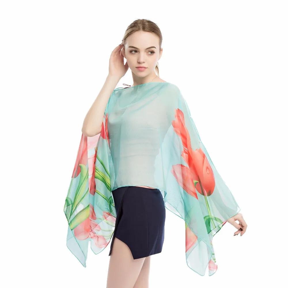 

women silk cover ups sarong cape wraps european style pareo wraps femme kaftan pearl buttons tulip shawls multi top dress
