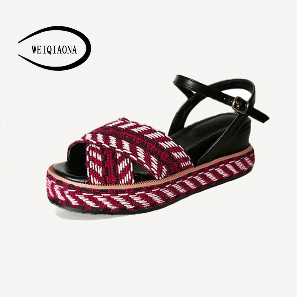 

WEIQIAONA 2018 New Hot sale Summer Women Sandals Exposed Toe Female Sandals High Waterproof heeled Casual shoes Beach shoes