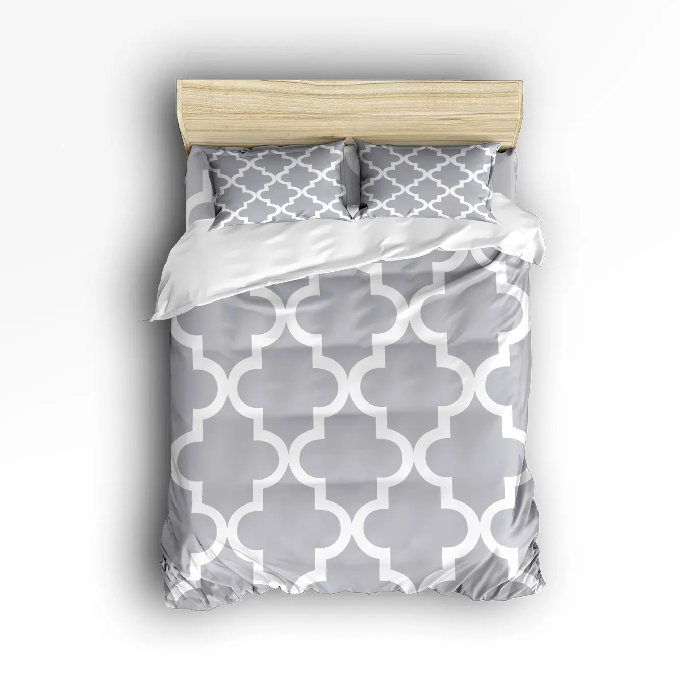 

CHARMHOME Geometric Patterned Grey Simple Print 3d Bedding Sets 4pcs Duvet Cover Bed Sheet Pillowcases for Adult Kids