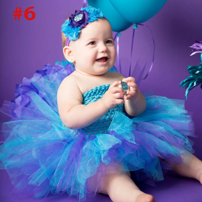 Сказочная балетная пачка радужной расцветки для девочек; Пышное Платье для малышей с подходящей повязкой на голову; костюм для фотосессии на Хэллоуин и День рождения; TS125 - Цвет: Color 6