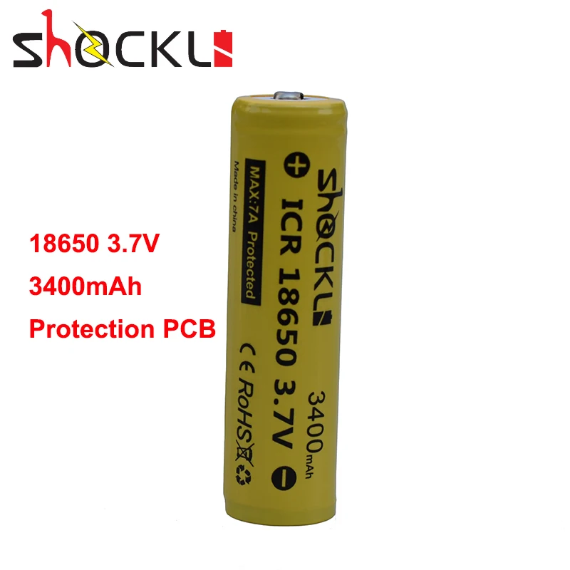 Новинка, аккумулятор Shockli 18650, 3,7 в, 3400 мАч, литиевая аккумуляторная батарея, защищенная 18650 батарея для NCR18650B, мощный фонарик