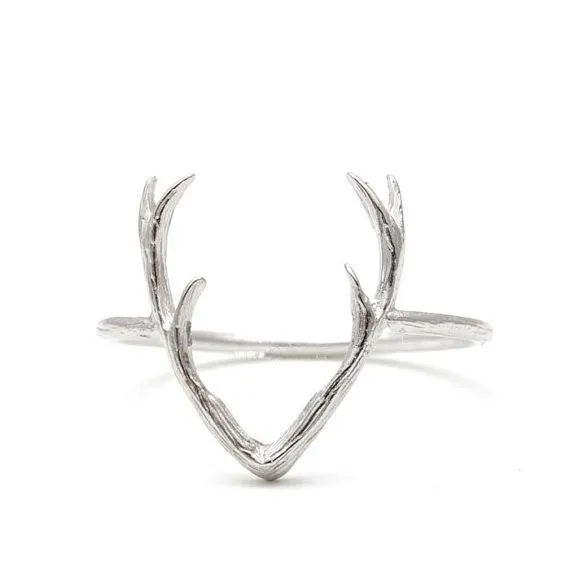 

yiustar Simple Deer Antler Ring For Women Animal Finger Rings Party Gifts Christmas Jewelry