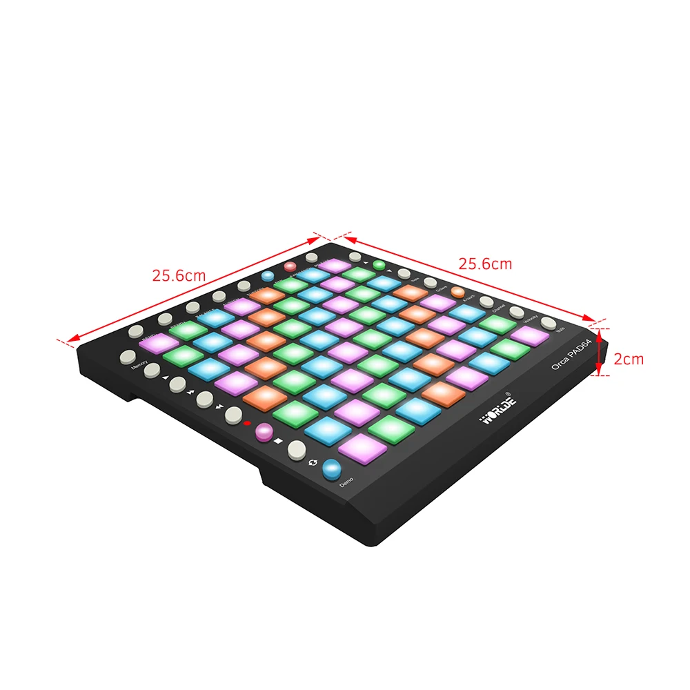 World de ORCA PAD64-A Портативный USB MIDI контроллер барабанных колодок 64 RGB колодки с подсветкой 24 кнопки музыкальный инструмент пианино