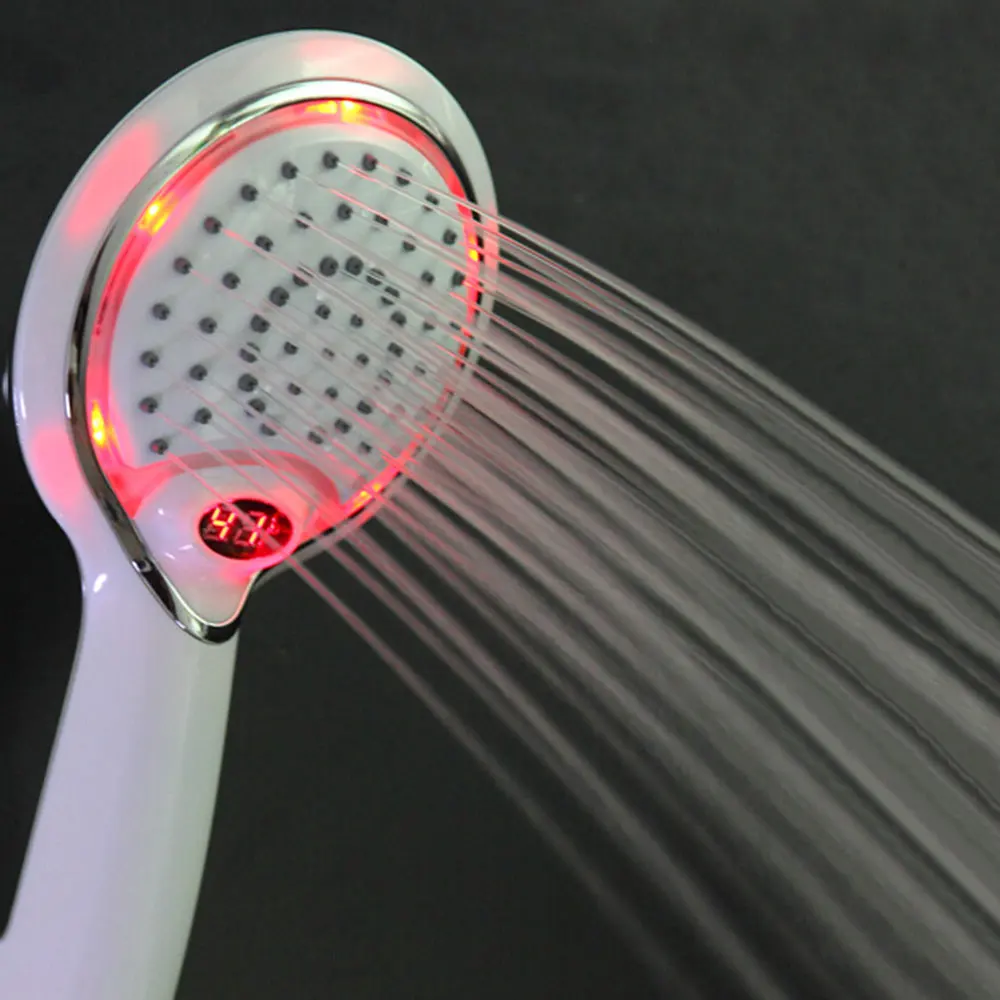 

High-end LED temperature control digital display shower Led handheld shower head 3 colors LED digital display shower head new ma