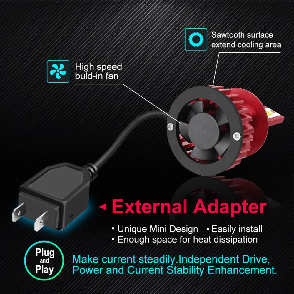 Автомобисветильник фара H7 Led H1 H3 H4 H8 H11 HB4 HB3 H27 Turbo 50 Вт 10000 лм|Передние LED-фары для