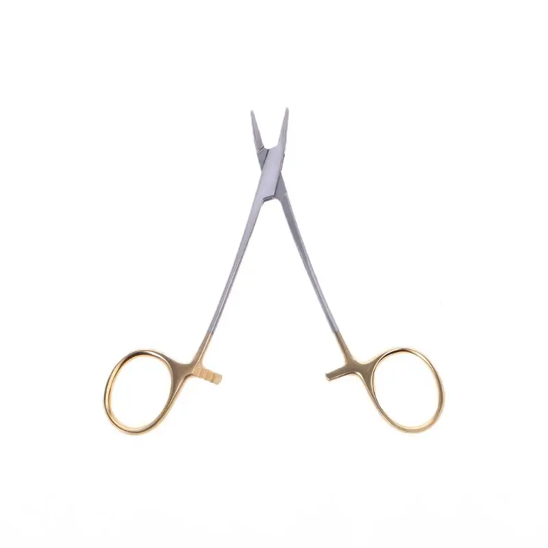 

12.5cm Dental Golden Handle Needle Clamp Medical Pliers Surgical Forceps Hemostat Locking Clamps Needle Holder Fishing Pliers