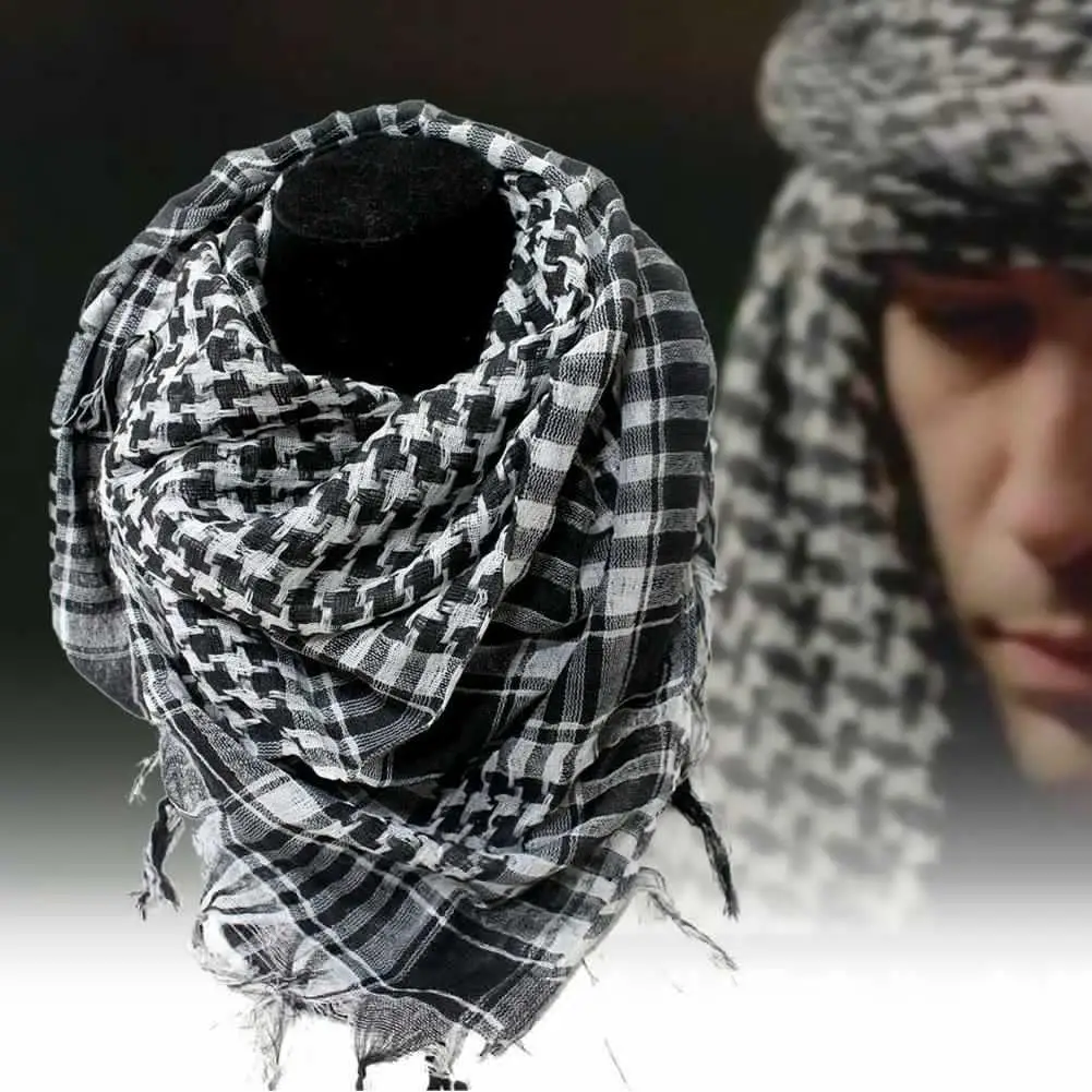 Men Arab Shemagh Keffiyeh Military Palestine Scarf Grid Shawl Wraps 