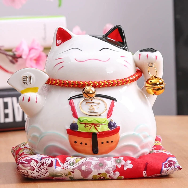 4 5 дюймов Манеки нэко \ Керамика Lucky Cat Копилка Home Decor Декор Фарфор Декоративные