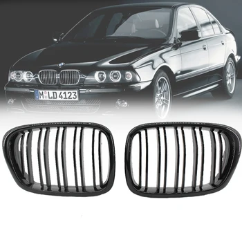 

1 Pair Gloss Black Auto Car Kidney Front Grille Racing Grill for BMW E39 518 520 523 525 528 530 99-03 Automobile Accessories