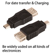 50 шт./лот черный женский USB 2,0 для мужской мини 5 pin B адаптер конвертер USB кабель для MP3 MP4