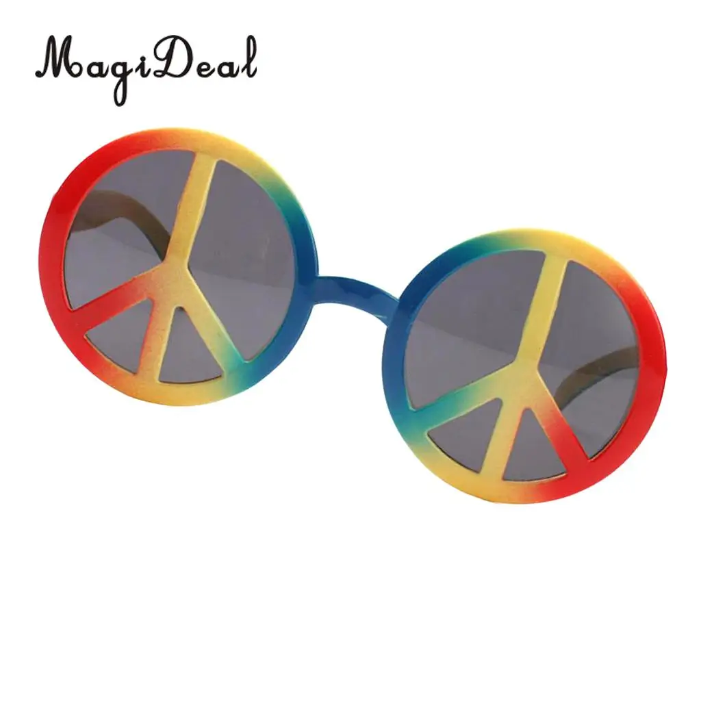 Fashion Rainbow World Peace Sign Sunglasses Costume Eye Glasses Adults Kids Party Photobooth Costume Eyewear