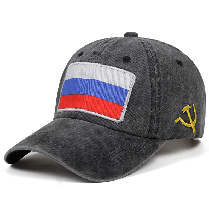 Новинка 2018 Мытые шапки для папы мужские и женские бейсболки с русским флагом