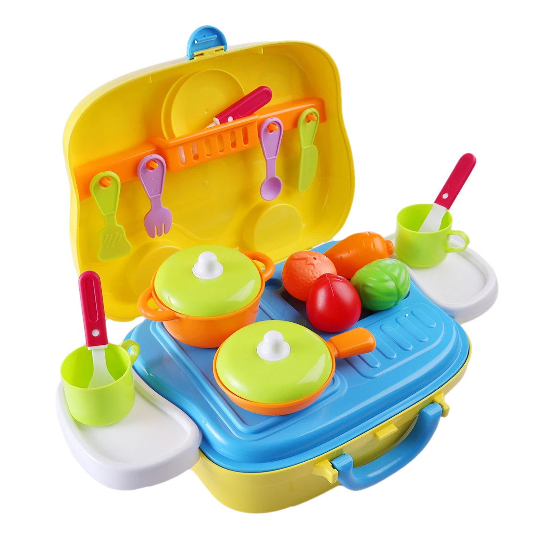 Surwish Kids kitchen Wares Kit ролевые игры игрушка с удобным чемоданом Обучающие игрушки-желтый