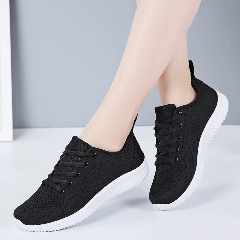 

Women's Sock Sneakers Women Running Shoes Breathable Mesh Fitness Sport Sneakers Plus Size 35-41 Mother Fly Woven Flats Platform