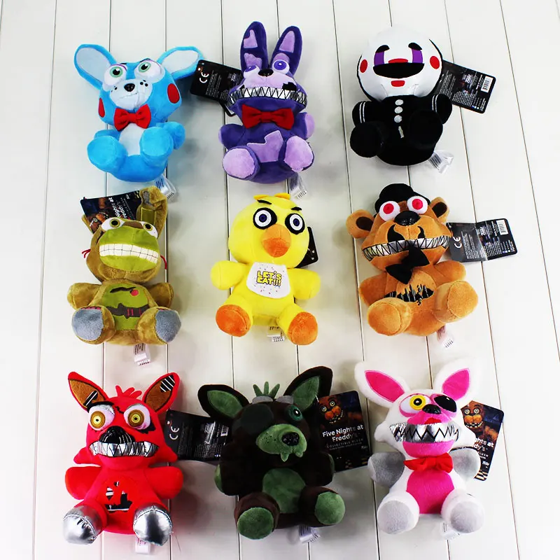 

9pcs/lot 20cm FNAF Plush Five Nights At Freddy's Freddy Bear Fazbear Bonnie Balloon Boy Puppet Chica Mangle Foxy Toy Doll