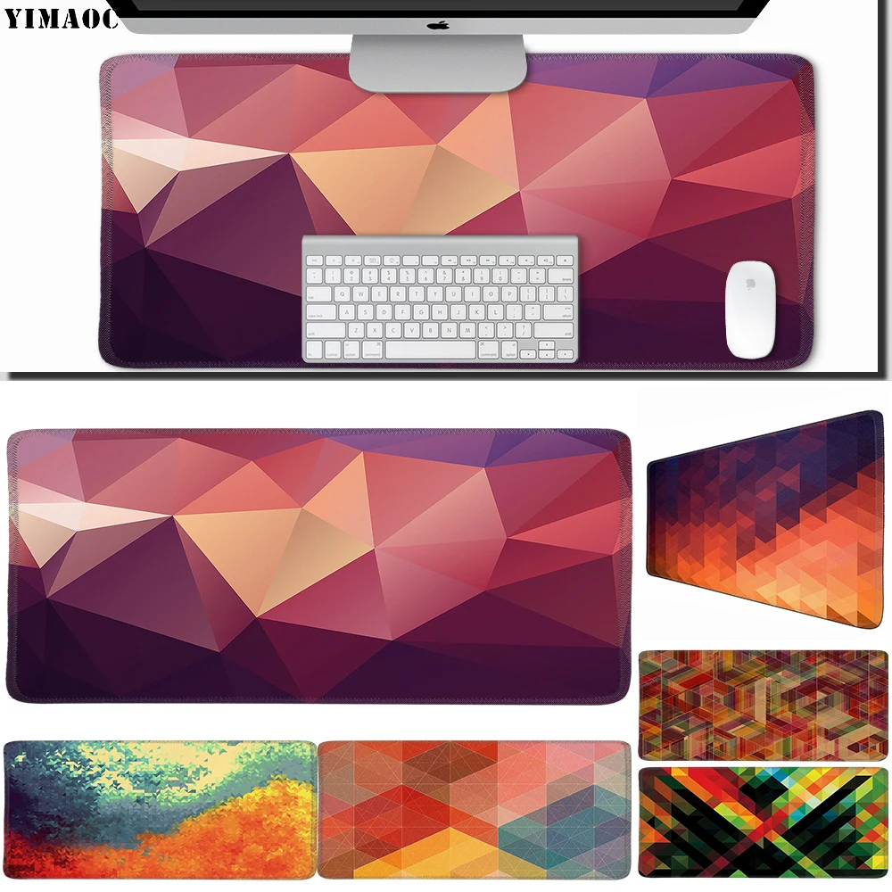 

YIMAOC 30*70 cm Large Mouse Pad Gamer Mousepad Rubber Gaming Desk Mat with Locking Edge Abstract Geometry Colors