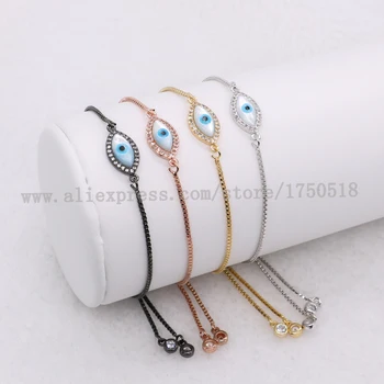 

Eyes bracelets, Micro pave small stone pearl eye pendant Islamic Arabic jewelry adjustable chain Macrame bracelet for women 1044