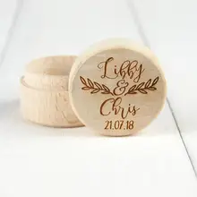 Индивидуальная деревянная коробочка для кольца-выполненные на заказ с именами по вашему выбору-lorel и каллиграфического Письма Дизайн в крестьянском стиле имена и дата