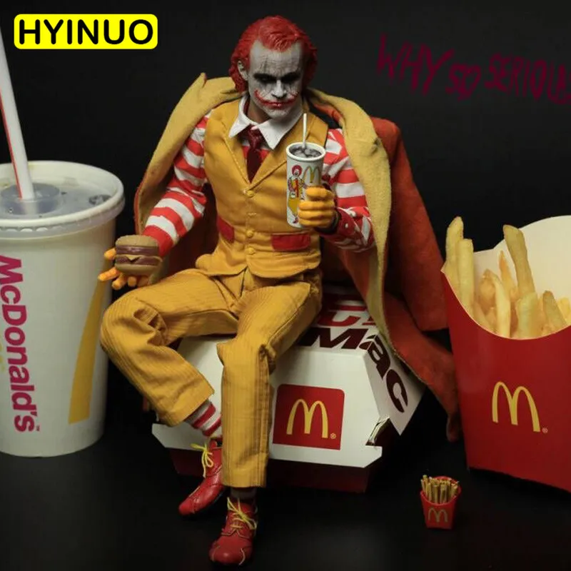 

1/6 Scale Joker Smile Male Hamburg Fast Food Men Gentleman Clown Coat Set W/2 Sculpt 12' Full Set Action Figure Dolls Toys