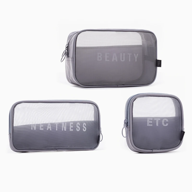 0 : Buy Fashion 3Piece Mesh Women Cosmetic portable Makeup Bag Toiletry Travel Kit ...