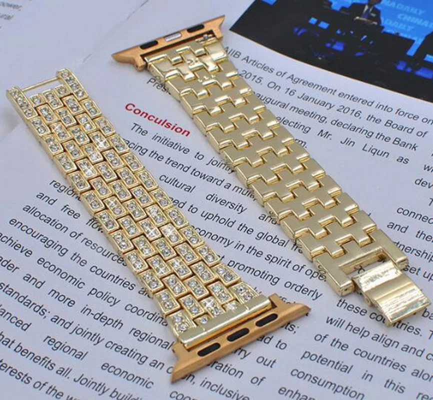 Neway Алмазный металлический ремешок из нержавеющей стали для Apple Watch Series 4 3 2 1 iWatch 40