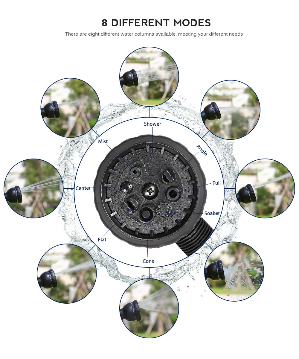 8-Mode сад магия пистолет для распыления воды Регулируемая труба сопла поливный шланг Спрей Портативный воды опрыскиватель для труб давление мойка автомобиля