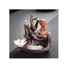 Маленький монах курильница для благовоний горелка фиолетовый; песок керамическая курильница с Буддой ручной дым водопад ладан конусные палочки держатель домашний декор