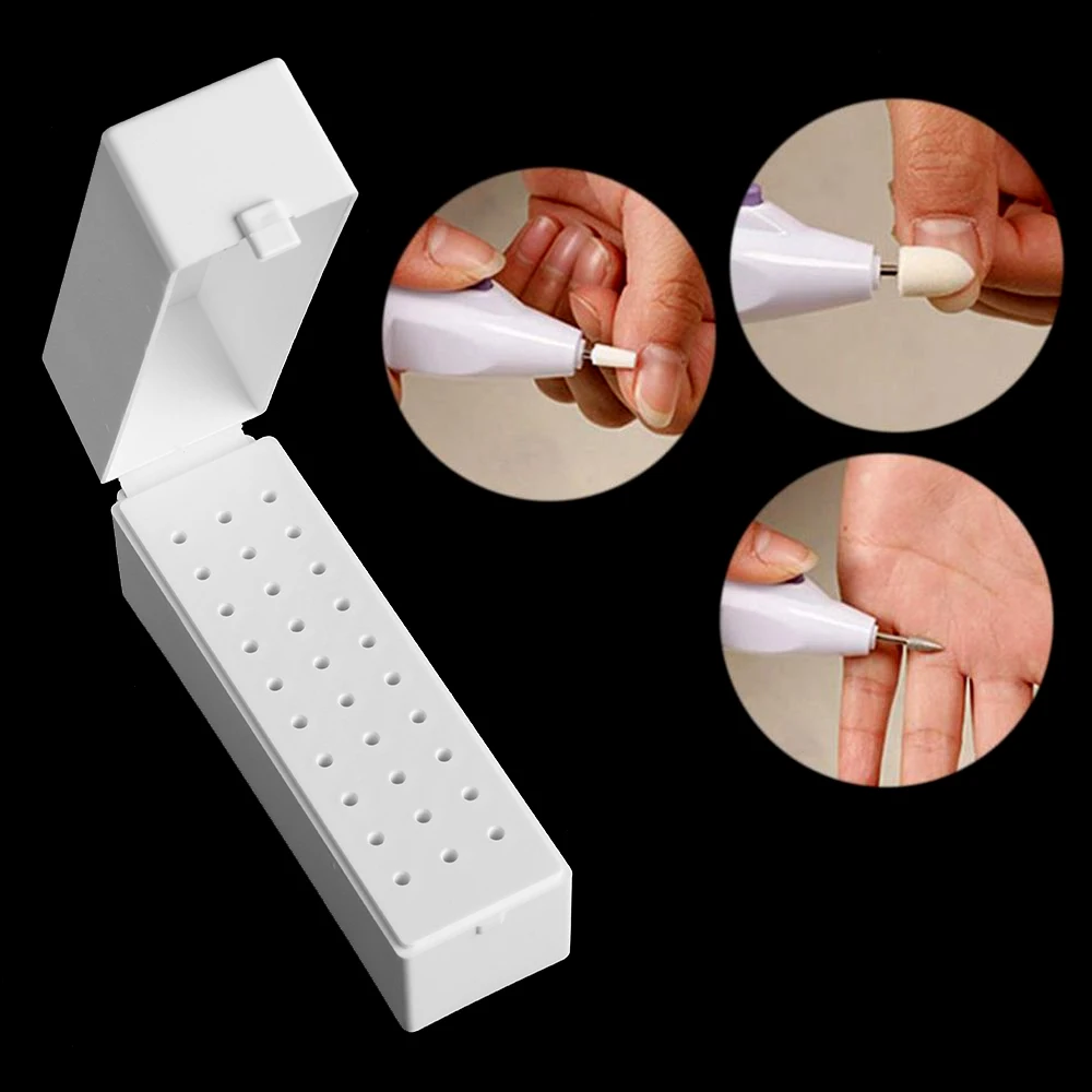 

30 Holes DIY Nail Art Drill Grinding Bit Holder Storage Box Rack Manicure Tool Nail Drill Bits Container Fashion Manicure Tool
