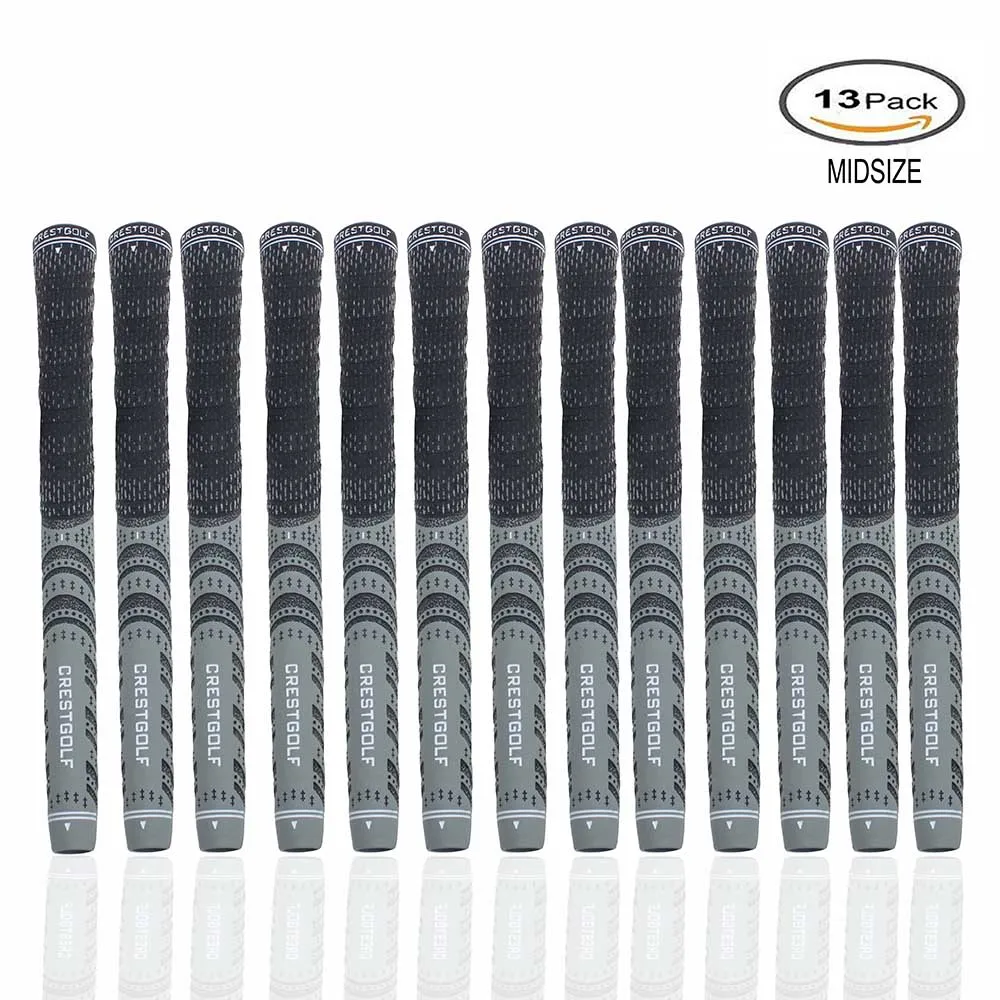 CRESTGOLF 13 шт./упак. утюги для гольфа среднего размера ручки резиновые комбинированные с Карбоновым двором, ручки для клюшек Agarre Del Palo De резиновые ручки для гольфа - Цвет: Midsize-Gray