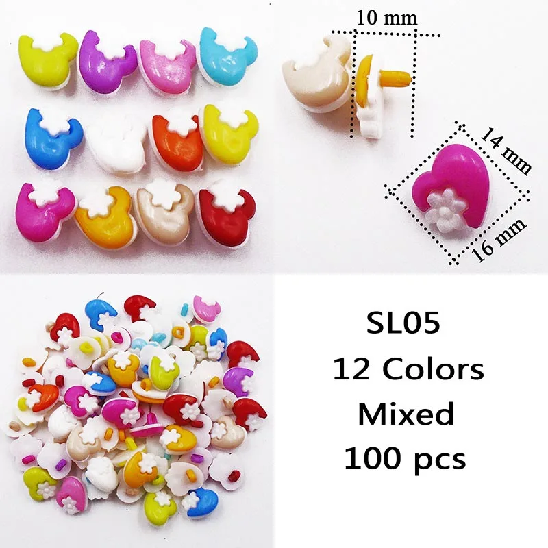 ZIEENE, смешанные, 100 шт, 12 цветов, Мультяшные цветные кнопки, крашеные, для детей, пластиковые кнопки, сделай сам, для шитья, скрапбукинга, для рукоделия - Цвет: SL05
