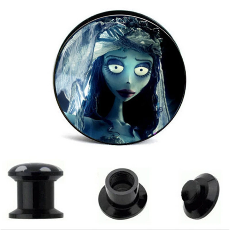 

New Acrylic Skeleton Ear Gauges Flesh Tunnels Screw Expansion Ear Plugs Stretched Piercing Sexy Women Body Jewelry Gifts Summer