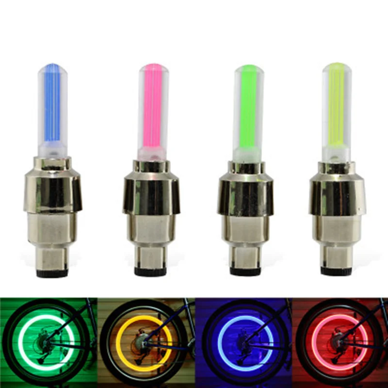 

Bike Light With No Battery LEDS Tyre Tire Valve Caps Mountain Road Bike Bicycle Wheel Spokes Lights LED Light Accessories Sale