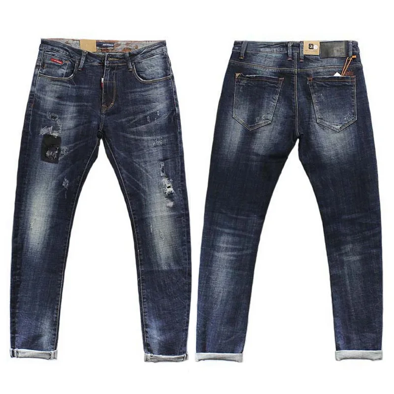 2017 New Arrival Nigrity Zipper Fly Slim Mid Pencil Pants Midweight Full Length Solid Pockets Jeans