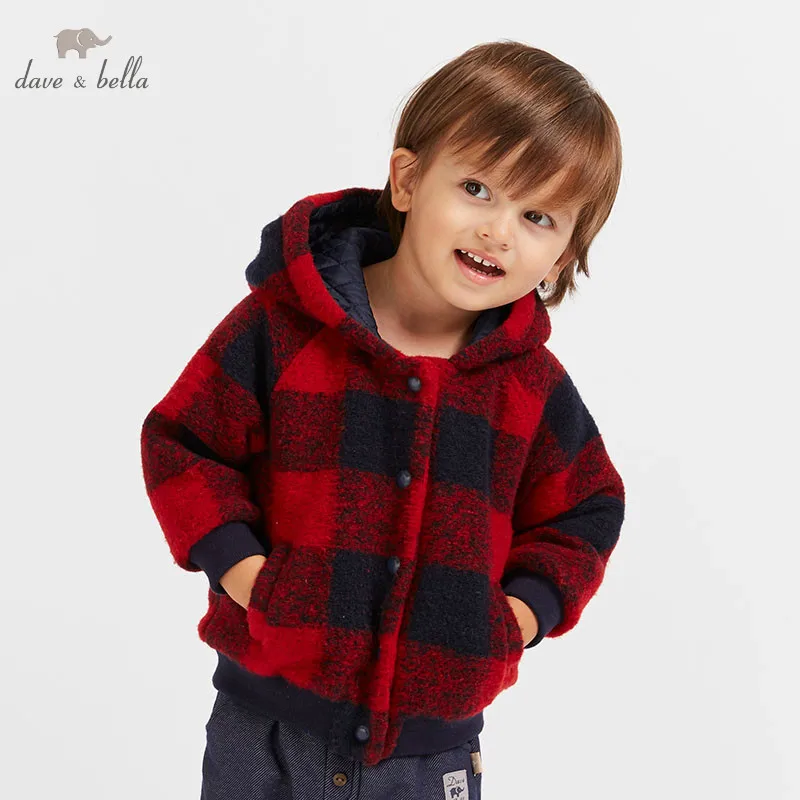 

DB8709 dave bella winter baby padding jacket children boys fashion outerwear kids plaid coat
