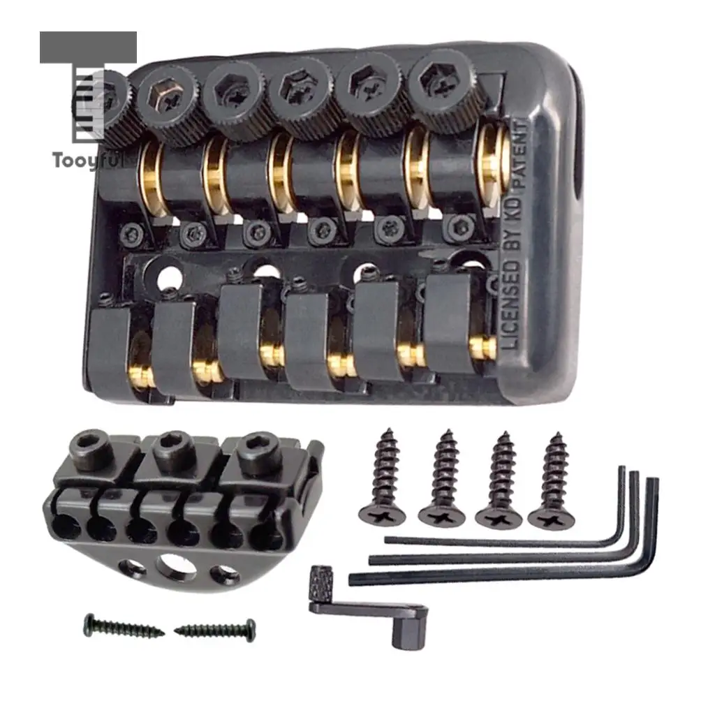 Tooyful 1 Set Zinc Alloy Iron Headless Electric Guitar Replacement Fixed Bridge Nut Musical Instrument Parts Black