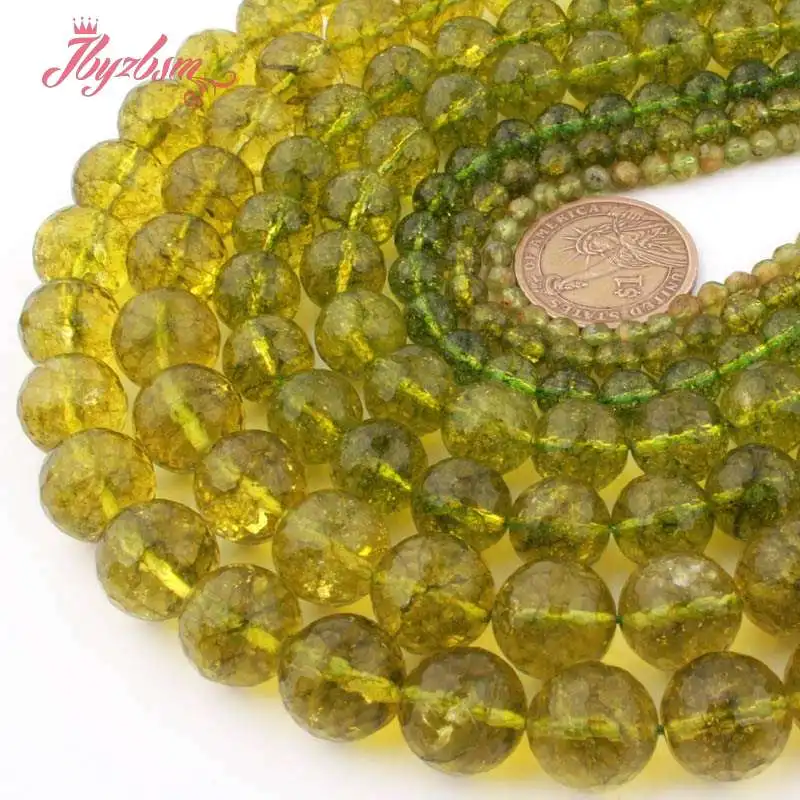 6,8,10,12mm Faceted Round Beads Green Peridot Stone Beads For Necklace Bracelets Jewerly Making DIY Gift 15
