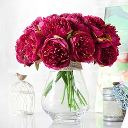 Искусственный 5 головок Пион цветок растения декоративный цветочный букет для свадебной вечеринки домашний декор