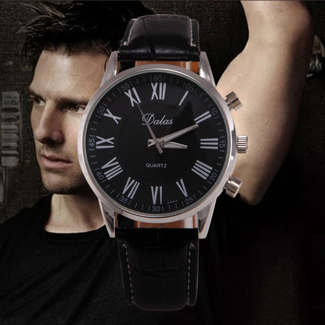 Fashion Brand Men Quartz Watches Men Elegant Classic Black Leather