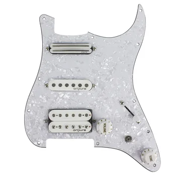 

OriPure Loaded Prewired Electric Guitar Pickguard Set 4Ply Alnico 5 Pickups For FD Strat Style Guitar,White Pearl