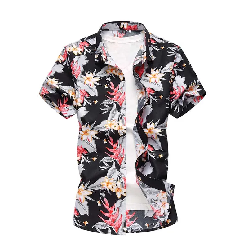 New Arrival Mens Summer Designer Shirts Cotton Short Sleeve Floral Shirt Plus Size 5XL 6XL 7XL Hawaiian Flower Shirts