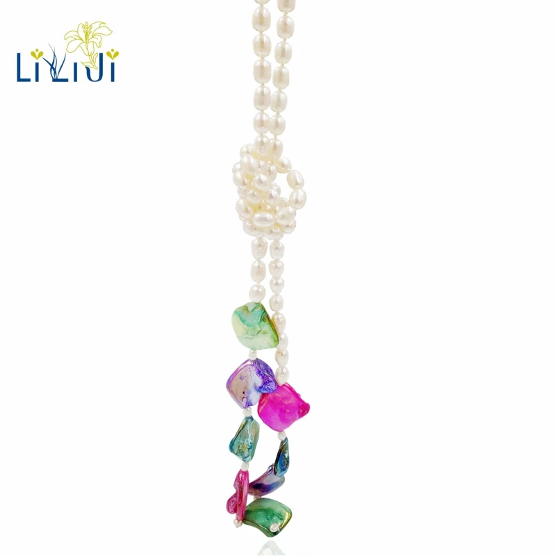 

LiiJi Unique Natural Freshwater Pearl 5-6mm Multi Color Shell Pearl Long Necklace 143cm