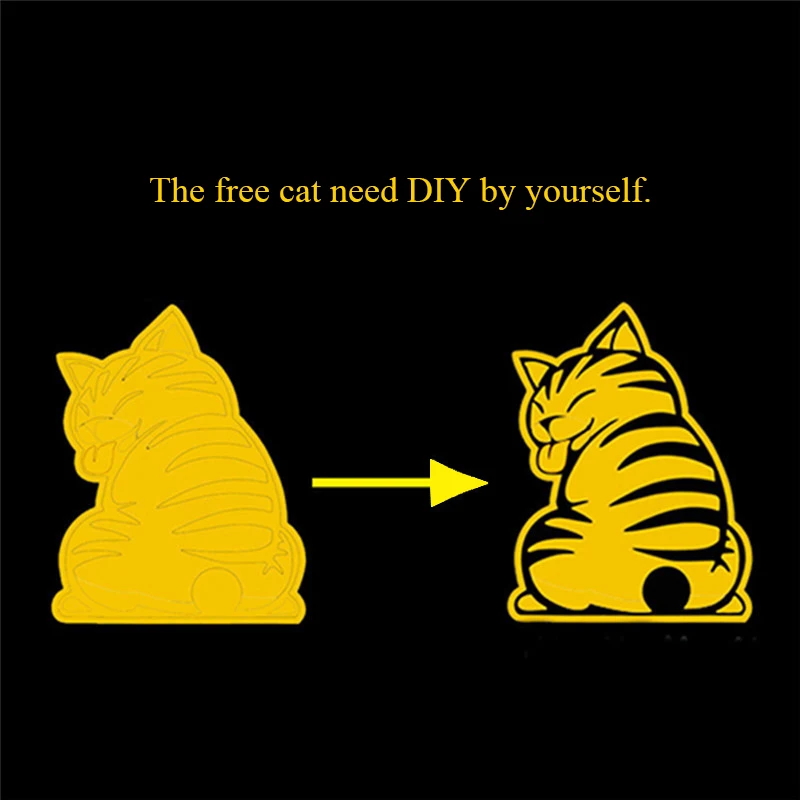 213 Dessin Animé Drôle Chat En Mouvement Queue Autocollants Réfléchissants 3d Voiture Autocollants Voiture Style Fenêtre Essuie Glace