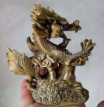 

Chinese Collection Primitive bronze dragon carvings Folk Lucky Statues